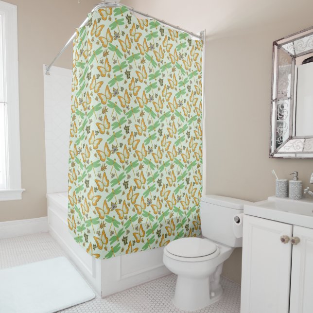 Wonderful Butterfly Pattern Shower Curtain (In Situ)