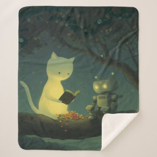 Wonderful Cat and Little Robot Sherpa Blanket
