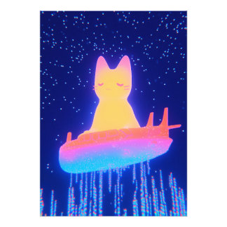 Wonderful Cat in the Rainbow Spaceship Photo Print