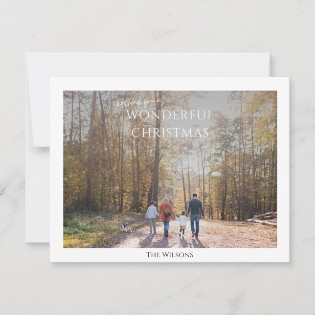 wonderful christmas elegant one photo christmas holiday card (Front)