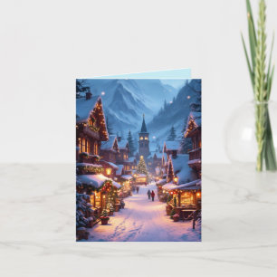 Wonderful Christmas market in a Mountain village Holiday Card