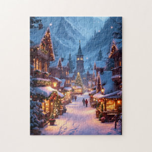 Wonderful Christmas market in a Mountain village Jigsaw Puzzle