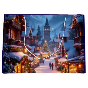 Wonderful Christmas market in a Mountain village Large Gift Bag