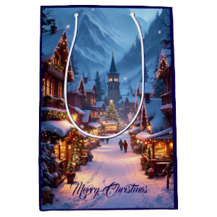 Wonderful Christmas market in a Mountain village Medium Gift Bag