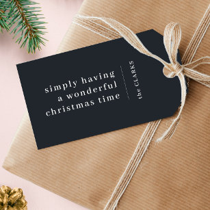 Wonderful Christmas   Modern Minimal Stylish Black Gift Tags