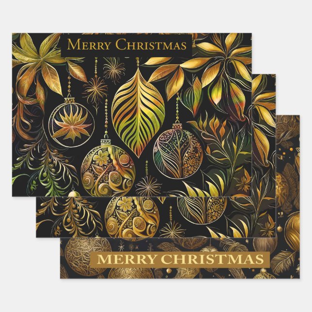 Wonderful Christmas paper with Christmas ball (Set)