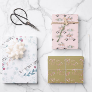 Wonderful Christmas Pastels Wrapping Paper Sheet
