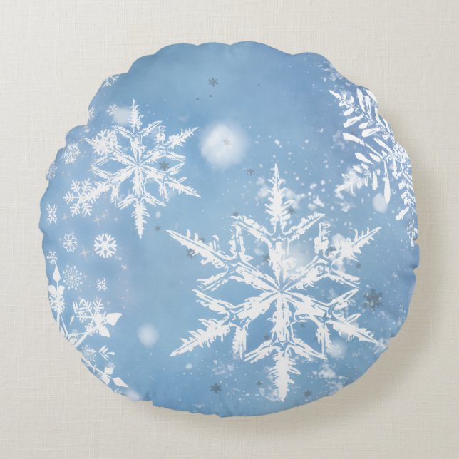 Wonderful Christmas Snow Round Cushion (Front)