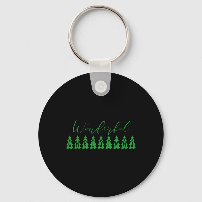 Wonderful Christmas Tree Green Tygraphy  Key Ring (Front)