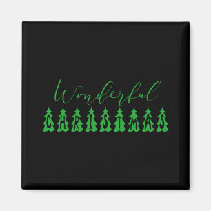 Wonderful Christmas Tree Green Tygraphy Magnet