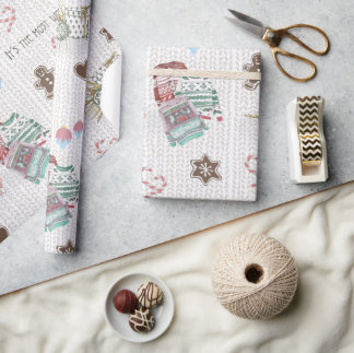 Wonderful Christmastime Modern Watercolor  Wrapping Paper