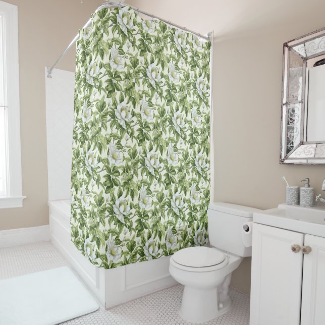 Wonderful classic floral pattern shower curtain (In Situ)