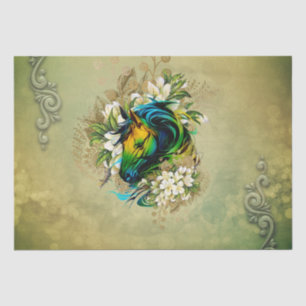 Wonderful colourful horse with flowers tissue paper