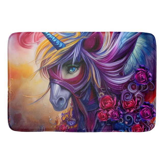 Wonderful colourful unicorn bath mat (Front)