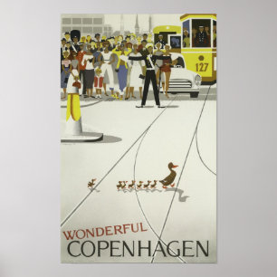 Wonderful Copenhagen Denmark vintage travel poster