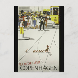 Wonderful Copenhagen Denmark vintage travel poster Postcard