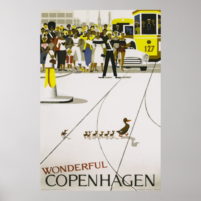 Wonderful Copenhagen Vintage Travel Poster (Front)