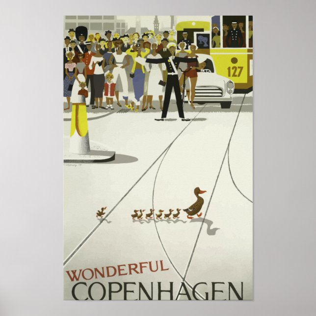 Wonderful Copenhagen Vintage Travel Poster (Front)