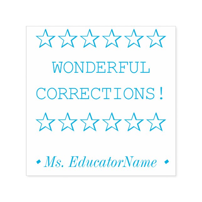 "WONDERFUL CORRECTIONS!" Grading Rubber Stamp (Design)