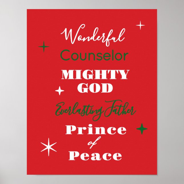 Wonderful Counselor Names of Jesus Christmas Poster (Front)