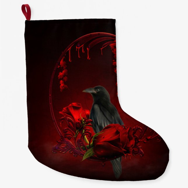 Wonderful crow large christmas stocking (Front)