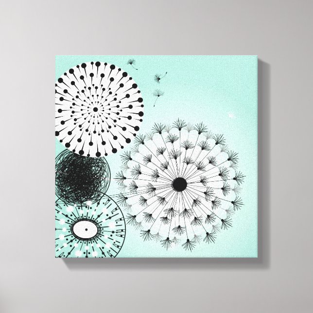 Wonderful Dandelions Blue Canvas Print (Front)