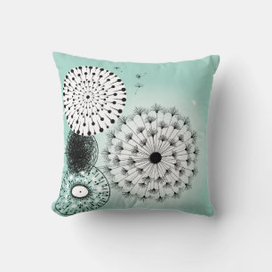 Wonderful Dandelions Blue Pillow