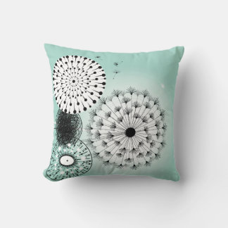 Wonderful Dandelions Blue Pillow