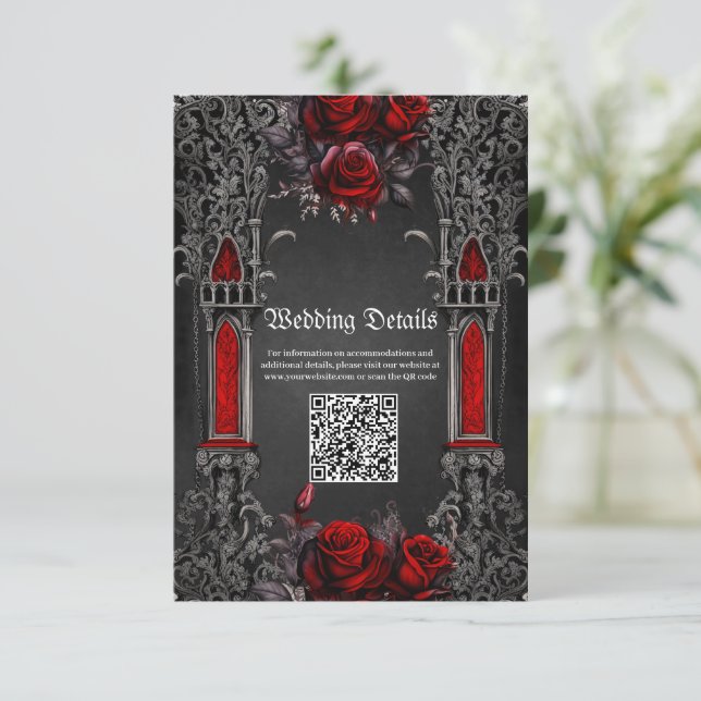 Wonderful dark gothic wedding design. enclosure card (Standing Front)