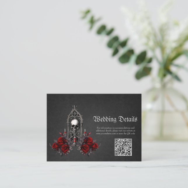 Wonderful dark gothic wedding design enclosure card (Standing Front)