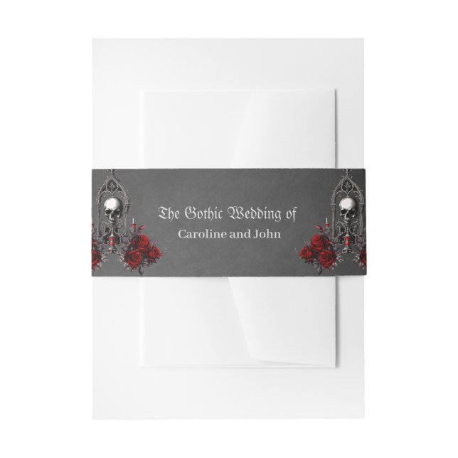 Wonderful dark gothic wedding design. invitation belly band (Front Example)