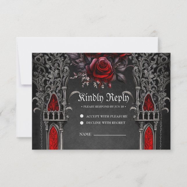Wonderful dark gothic wedding design. RSVP card (Front)