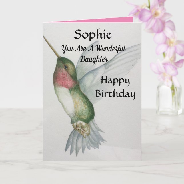 Wonderful Daughter Birthday Sweet Hummingbird Card (Orchid)