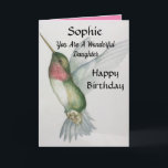 Wonderful Daughter Birthday Sweet Hummingbird Card<br><div class="desc">Celebrate your daughter’s birthday with a lovely hummingbird watercolor card. Designed with soft colors of cream,  green and pink,  the realistic ruby throated hummingbird painting is elegant and stylish. Perfect for a woman who loves birds and beautiful pictures of nature.</div>