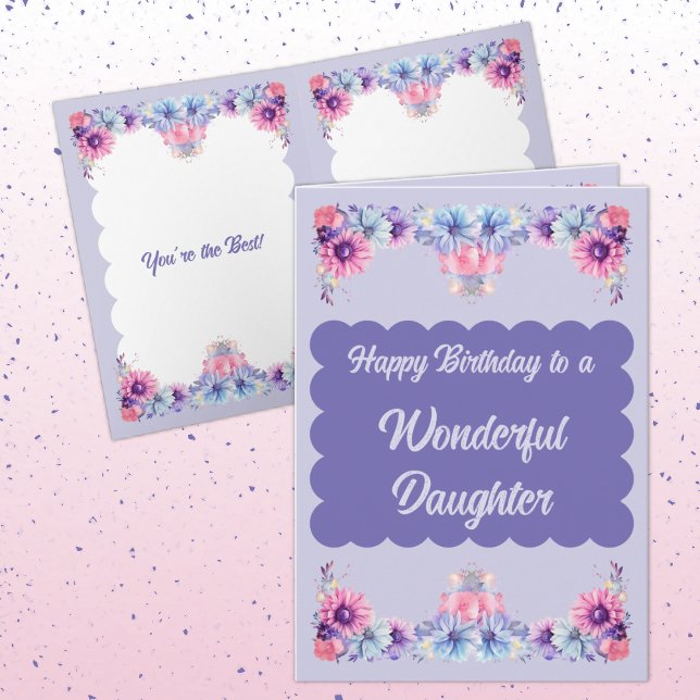 Wonderful daughter flowers purple birthday card (Creator Uploaded)
