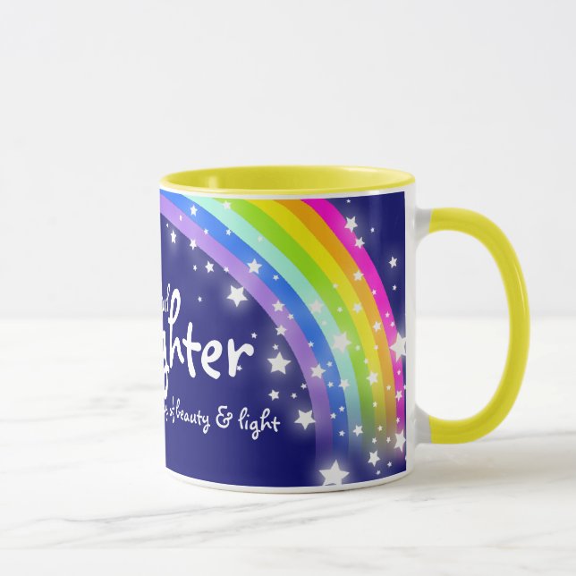 Wonderful Daughter rainbow navy blue mug (Right)