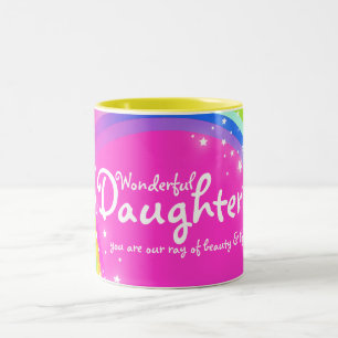 Wonderful Daughter rainbow pink mug