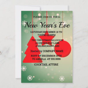 Wonderful, Elegant, Red New Year Balls Invitation