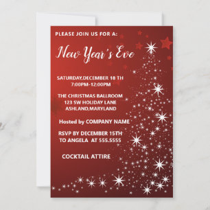 Wonderful, Elegant, Red Sparkly New Year Invitation