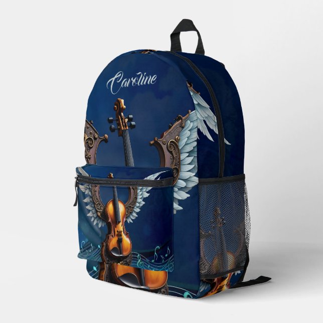 Wonderful elegant violin with wings.  printed backpack (Back Corner Right)