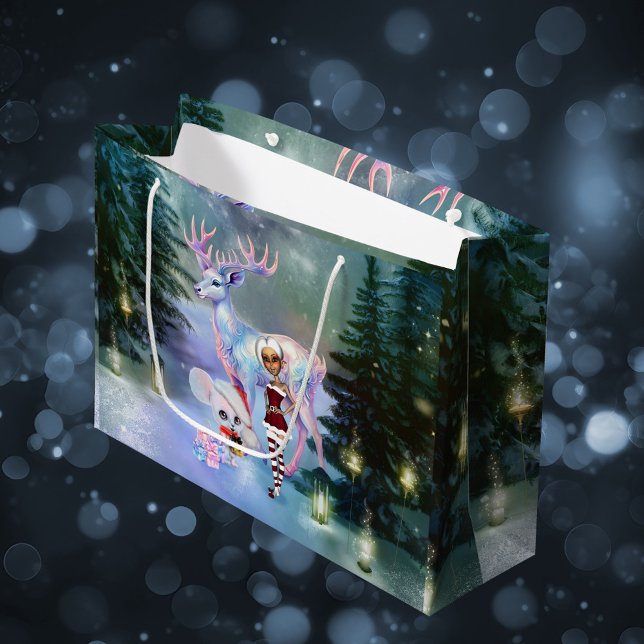 Wonderful fantasy reindeer  large gift bag (cute reindeer)