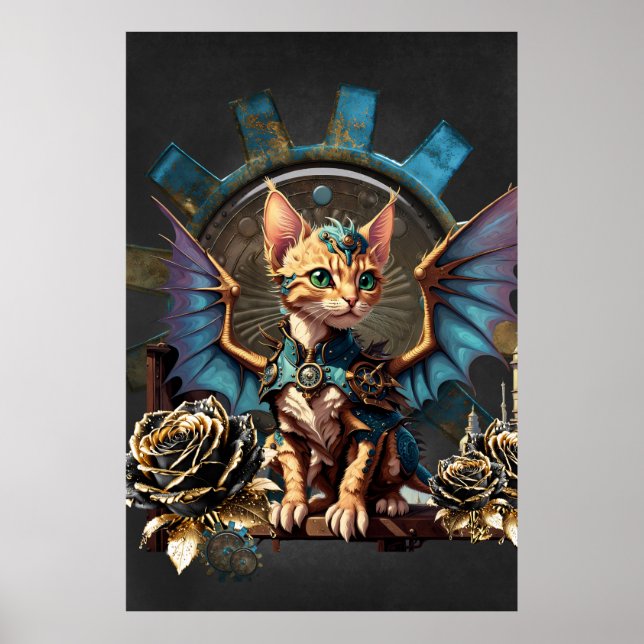 Wonderful fantasy steampunk cat. poster (Front)