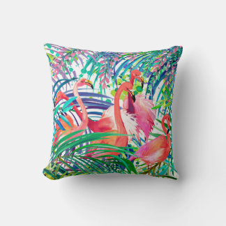 Wonderful flamingo watercolor illustration. Africa Cushion