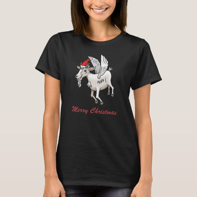 Wonderful Flying Christmas Goat T-Shirt (Front)