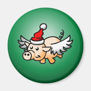 Wonderful Flying Christmas Pig Magnet