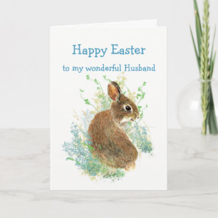 Wonderful Friend Husband Easter Cute Bunny Rabbit Holiday Card