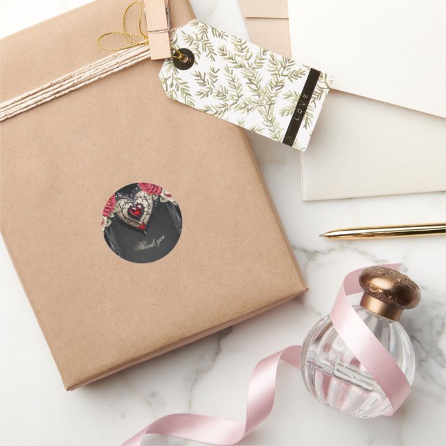 Wonderful generous gothic heart. classic round sticker (Gifting)