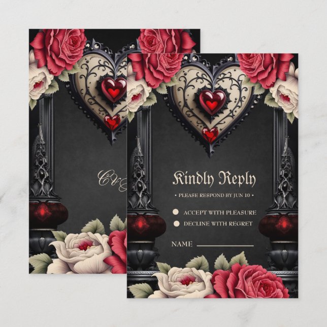 Wonderful generous gothic heart.  RSVP card (Front/Back)