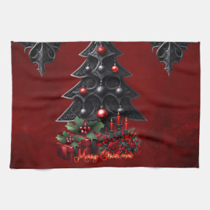 wonderful gothic christmas tree  tea towel