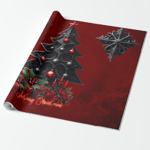 wonderful gothic christmas tree wrapping paper